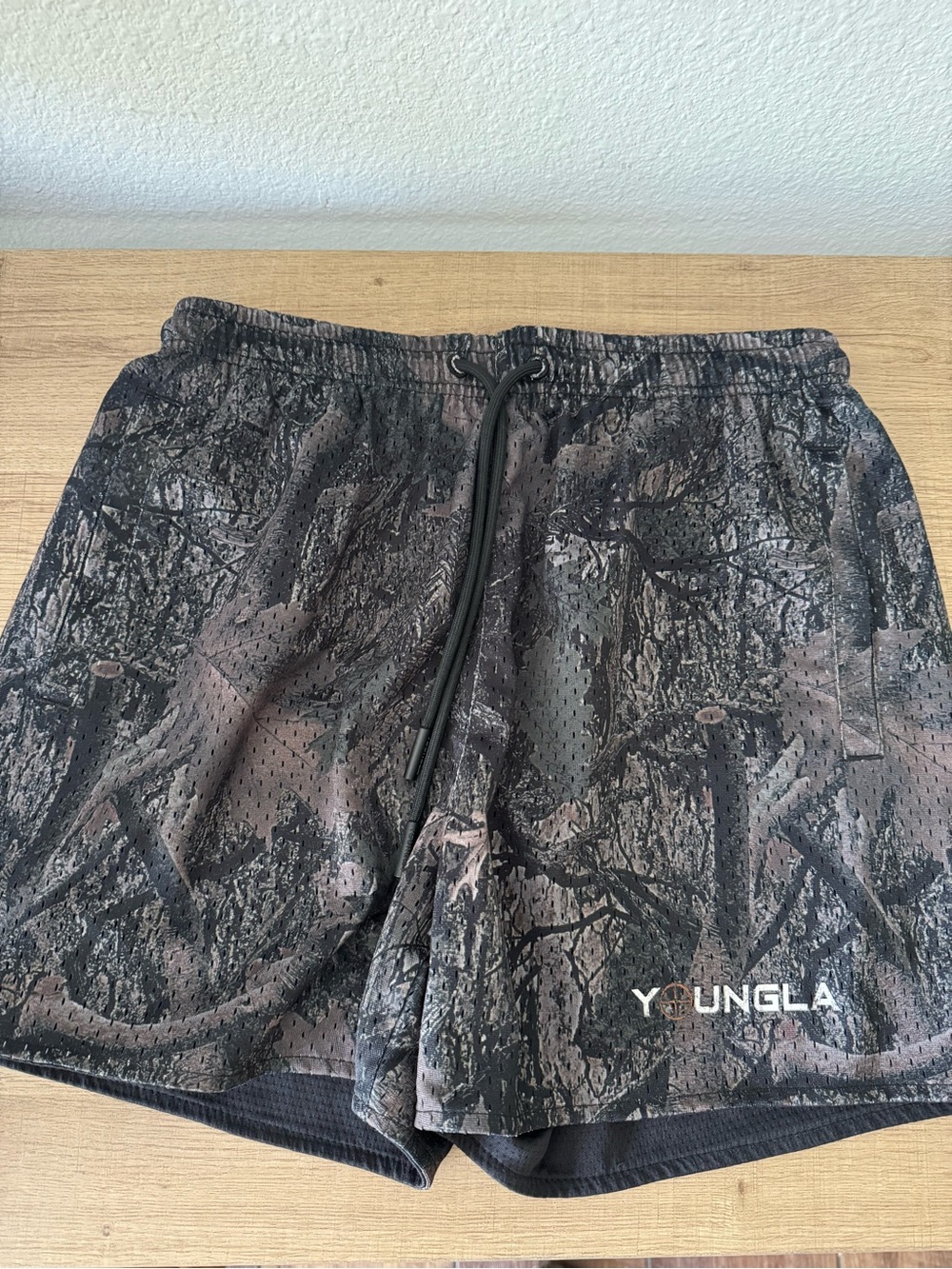 YoungLA Black and Brown Camo Athletic Shorts